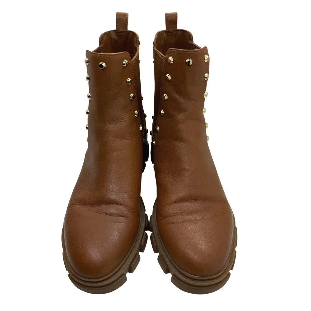 Michael Kors‎ Ridley Gore Bootie Leather Studded Luggage Tan Chelsea Boot size 8